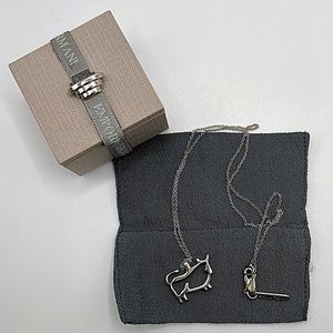 Emporio Armani Sterling Silver ‘Taurus’ Bull Necklace